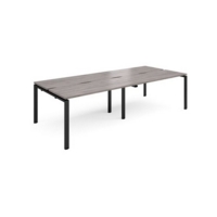 Adapt sliding top double back to back desks 2800mm x 1200mm - black frame and grey oak top