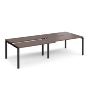 Adapt sliding top double back to back desks 2800mm x 1200mm - black frame and walnut top