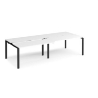 Adapt sliding top double back to back desks 2800mm x 1200mm - black frame and white top