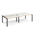 Adapt sliding top double back to back desks 2800mm x 1200mm - black frame and white top with oak edging