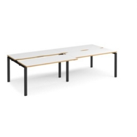 Adapt sliding top double back to back desks 2800mm x 1200mm - black frame and white top with oak edging