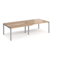Adapt sliding top double back to back desks 2800mm x 1200mm - silver frame and beech top