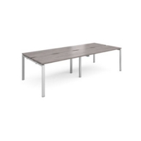 Adapt sliding top double back to back desks 2800mm x 1200mm - silver frame and grey oak top