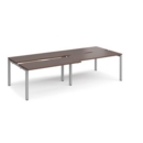Adapt sliding top double back to back desks 2800mm x 1200mm - silver frame and walnut top