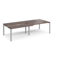 Adapt sliding top double back to back desks 2800mm x 1200mm - silver frame and walnut top