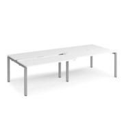 Adapt sliding top double back to back desks 2800mm x 1200mm - silver frame and white top