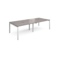 Adapt sliding top double back to back desks 2800mm x 1200mm - white frame and grey oak top