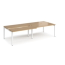 Adapt sliding top double back to back desks 2800mm x 1200mm - white frame and oak top