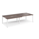Adapt sliding top double back to back desks 2800mm x 1200mm - white frame and walnut top