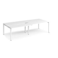 Adapt sliding top double back to back desks 2800mm x 1200mm - white frame and white top