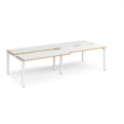 Adapt sliding top double back to back desks 2800mm x 1200mm - white frame and white top with oak edging