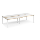 Adapt sliding top double back to back desks 2800mm x 1200mm - white frame and white top with oak edging