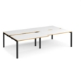 Adapt sliding top double back to back desks 2800mm x 1600mm - black frame and white top with oak edging