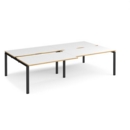 Adapt sliding top double back to back desks 2800mm x 1600mm - black frame and white top with oak edging