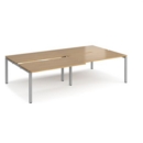 Adapt sliding top double back to back desks 2800mm x 1600mm - silver frame and oak top