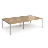 Adapt sliding top double back to back desks 2800mm x 1600mm - silver frame and oak top