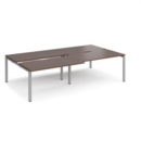 Adapt sliding top double back to back desks 2800mm x 1600mm - silver frame and walnut top