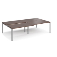 Adapt sliding top double back to back desks 2800mm x 1600mm - silver frame and walnut top