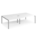 Adapt sliding top double back to back desks 2800mm x 1600mm - silver frame and white top