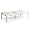 Adapt sliding top double back to back desks 2800mm x 1600mm - silver frame and white top with oak edging