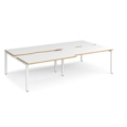 Adapt sliding top double back to back desks 2800mm x 1600mm - white frame and white top with oak edging