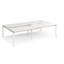 Adapt sliding top double back to back desks 2800mm x 1600mm - white frame and white top with oak edging