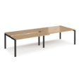 Adapt sliding top double back to back desks 3200mm x 1200mm - black frame and oak top