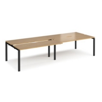 Adapt sliding top double back to back desks 3200mm x 1200mm - black frame and oak top