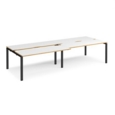 Adapt sliding top double back to back desks 3200mm x 1200mm - black frame and white top with oak edging