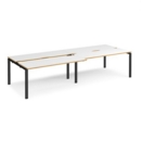 Adapt sliding top double back to back desks 3200mm x 1200mm - black frame and white top with oak edging