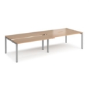 Adapt sliding top double back to back desks 3200mm x 1200mm - silver frame and beech top