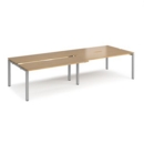 Adapt sliding top double back to back desks 3200mm x 1200mm - silver frame and oak top