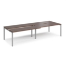 Adapt sliding top double back to back desks 3200mm x 1200mm - silver frame and walnut top