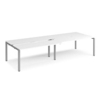 Adapt sliding top double back to back desks 3200mm x 1200mm - silver frame and white top