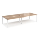 Adapt sliding top double back to back desks 3200mm x 1200mm - white frame and beech top