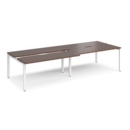 Adapt sliding top double back to back desks 3200mm x 1200mm - white frame and walnut top