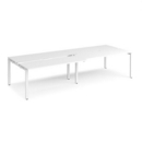Adapt sliding top double back to back desks 3200mm x 1200mm - white frame and white top