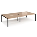Adapt sliding top double back to back desks 3200mm x 1600mm - black frame and beech top