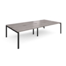 Adapt sliding top double back to back desks 3200mm x 1600mm - black frame and grey oak top