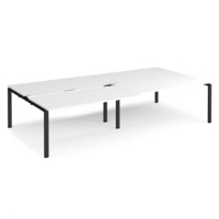 Adapt sliding top double back to back desks 3200mm x 1600mm - black frame and white top