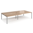 Adapt sliding top double back to back desks 3200mm x 1600mm - silver frame and beech top
