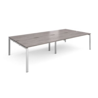 Adapt sliding top double back to back desks 3200mm x 1600mm - silver frame and grey oak top