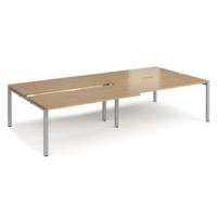 Adapt sliding top double back to back desks 3200mm x 1600mm - silver frame and oak top