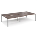 Adapt sliding top double back to back desks 3200mm x 1600mm - silver frame and walnut top