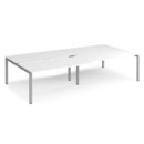 Adapt sliding top double back to back desks 3200mm x 1600mm - silver frame and white top