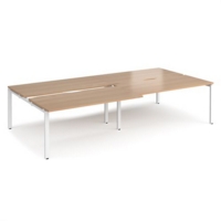Adapt sliding top double back to back desks 3200mm x 1600mm - white frame and beech top