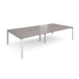 Adapt sliding top double back to back desks 3200mm x 1600mm - white frame and grey oak top