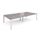 Adapt sliding top double back to back desks 3200mm x 1600mm - white frame and grey oak top
