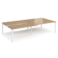 Adapt sliding top double back to back desks 3200mm x 1600mm - white frame and oak top