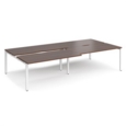 Adapt sliding top double back to back desks 3200mm x 1600mm - white frame and walnut top